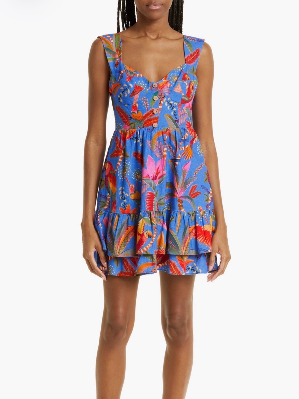 FARM Rio Floral Skort in Blue & Red Size Large Like New